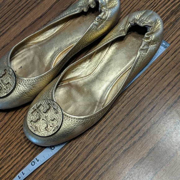 Tory Burch Gold Metallic Leather Flats 7 - Picture 14 of 14